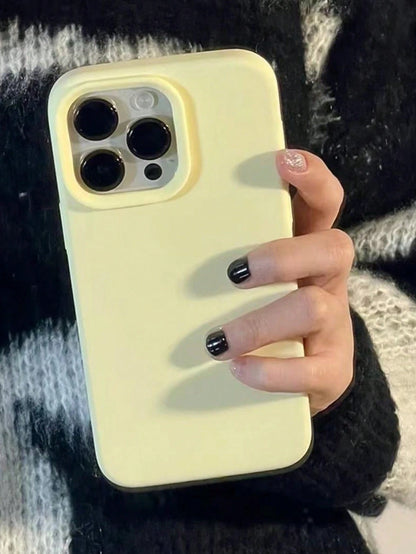 TPU Solid Color High-Quality Yellow Phone Case, Latest Compatible With 17/Air/17 Pro/17 Pro Max, Also Fits 16, 15, 14, 13, 12, 11 Pro Max, Skin-Friendly Texture, Pastel Yellow Phone Case Gift Business