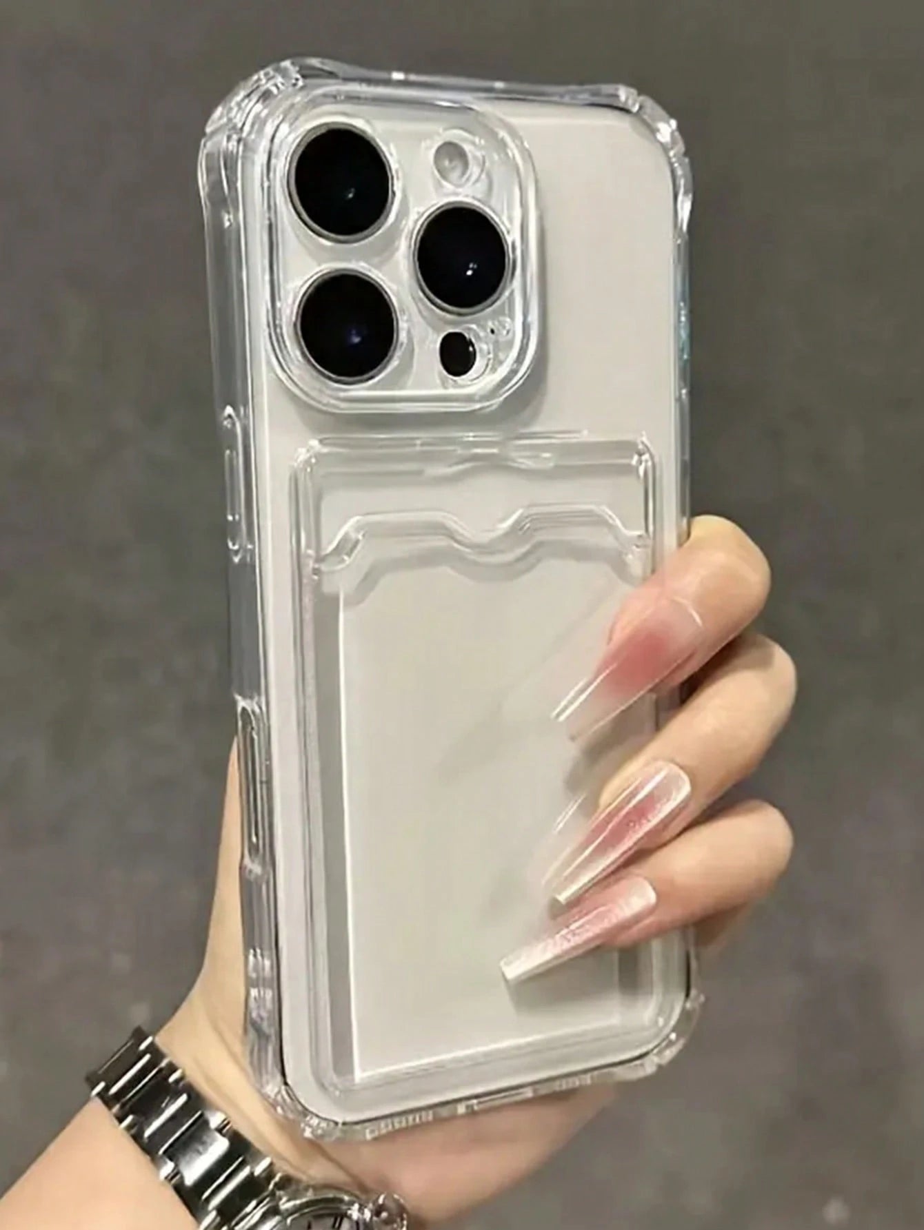 Transparent Card Slot Phone Case Compatible With IPhone 15 14 13 12 11 Pro Max 14Plus, Transparent Wallet Silicone Shockproof Back Cover