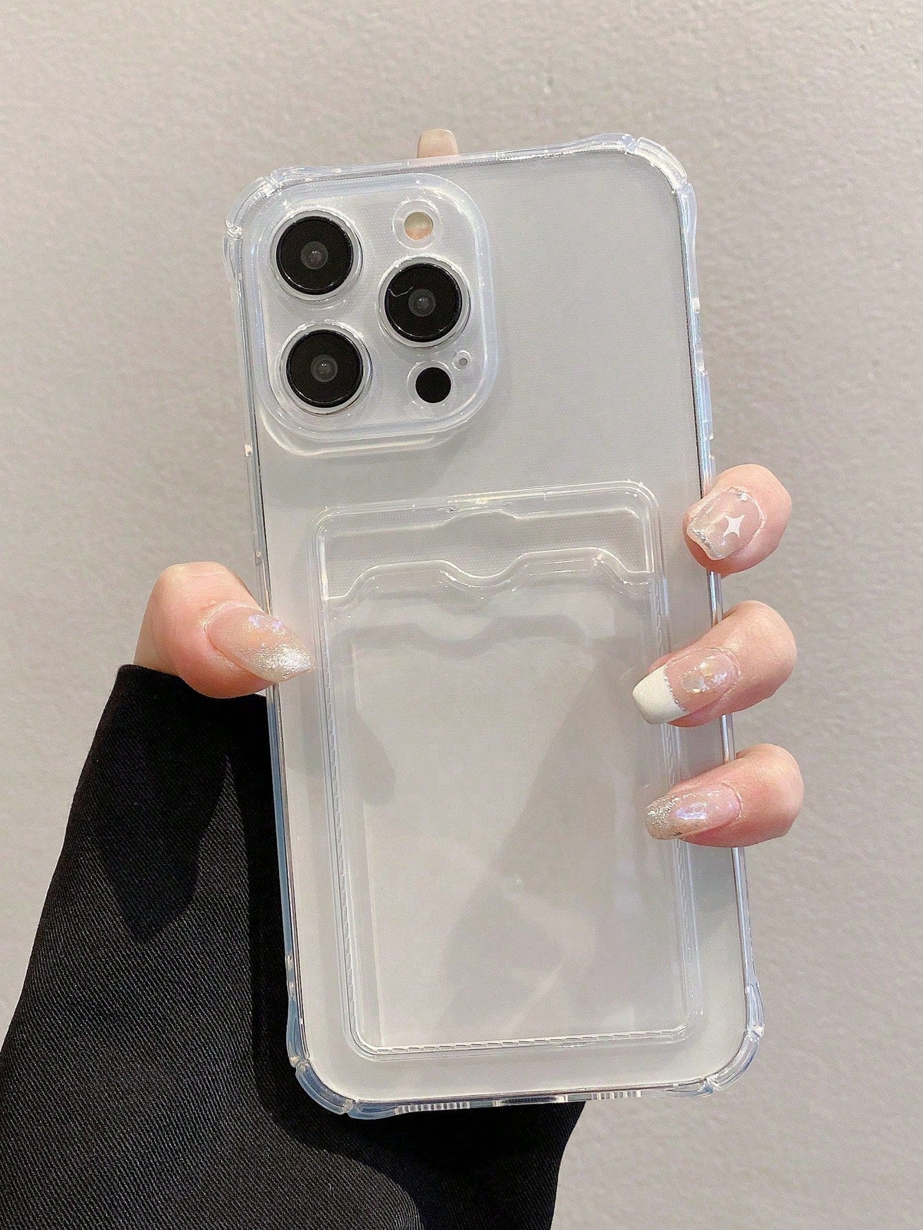 Transparent Card Slot Phone Case Compatible With IPhone 15 14 13 12 11 Pro Max 14Plus, Transparent Wallet Silicone Shockproof Back Cover