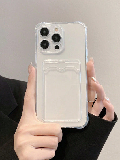 Transparent Card Slot Phone Case Compatible With IPhone 15 14 13 12 11 Pro Max 14Plus, Transparent Wallet Silicone Shockproof Back Cover