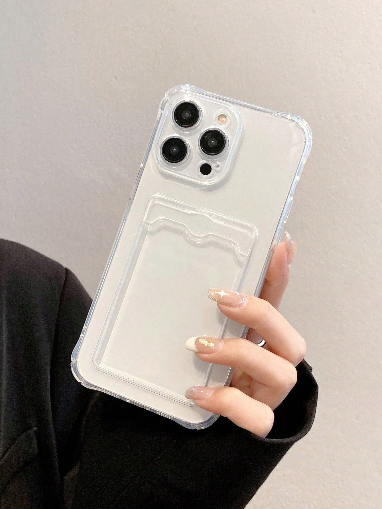 Transparent Card Slot Phone Case Compatible With IPhone 15 14 13 12 11 Pro Max 14Plus, Transparent Wallet Silicone Shockproof Back Cover