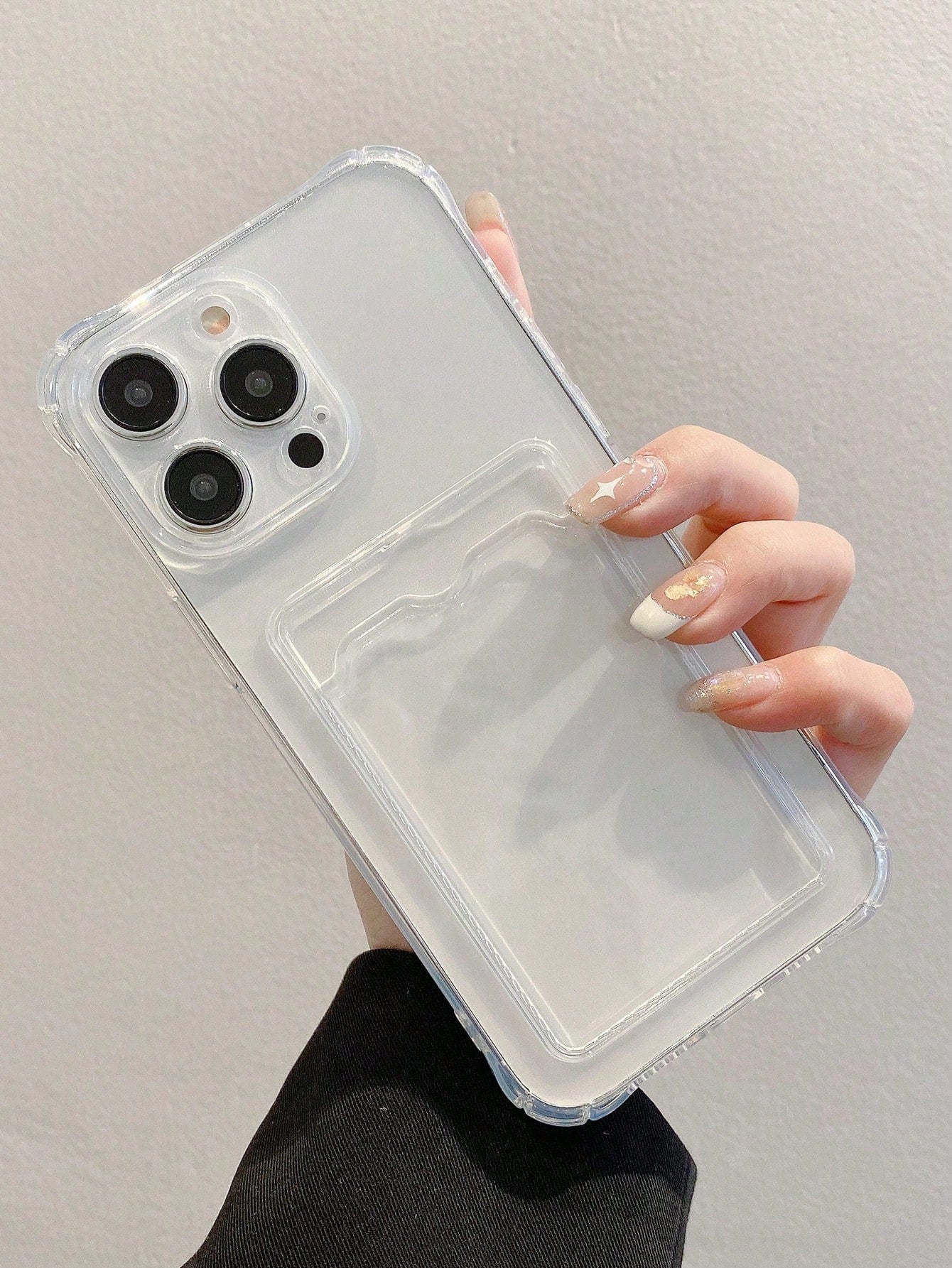 Transparent Card Slot Phone Case Compatible With IPhone 15 14 13 12 11 Pro Max 14Plus, Transparent Wallet Silicone Shockproof Back Cover