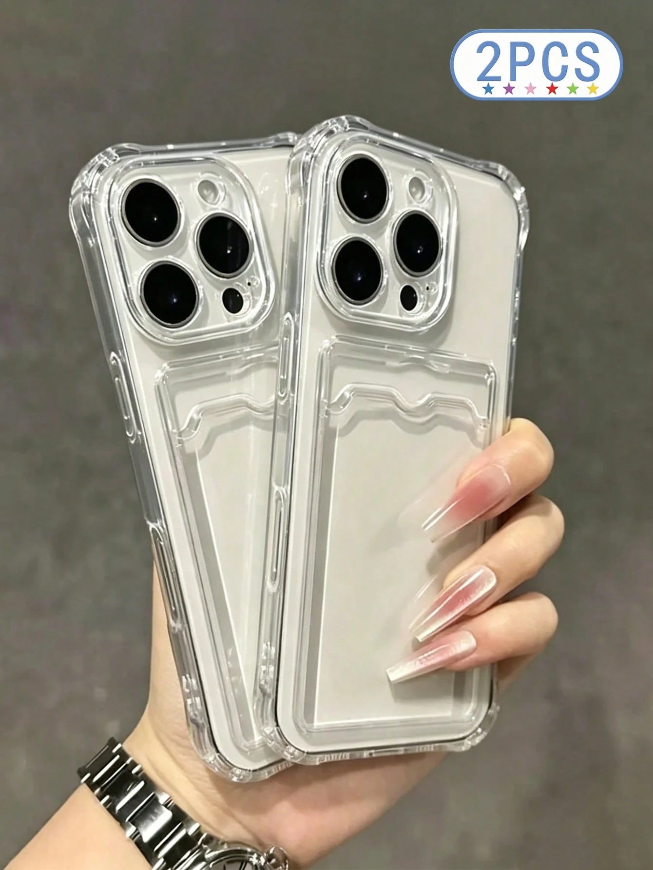 Transparent Card Slot Phone Case Compatible With IPhone 15 14 13 12 11 Pro Max 14Plus, Transparent Wallet Silicone Shockproof Back Cover