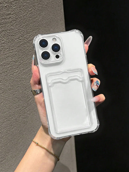 Transparent Card Slot Phone Case Compatible With IPhone 15 14 13 12 11 Pro Max 14Plus, Transparent Wallet Silicone Shockproof Back Cover