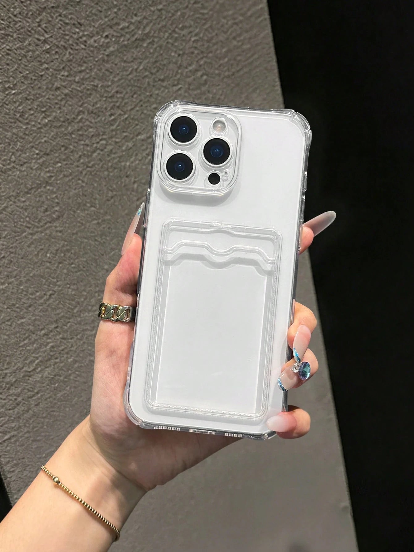 Transparent Card Slot Phone Case Compatible With IPhone 15 14 13 12 11 Pro Max 14Plus, Transparent Wallet Silicone Shockproof Back Cover
