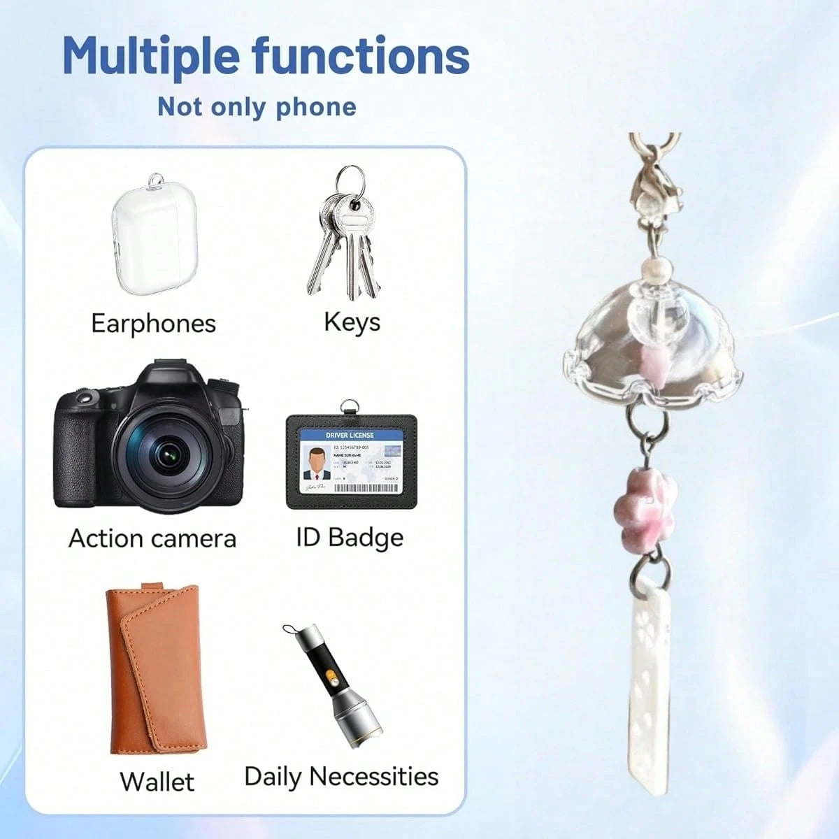 Transparent Jellyfish Phone Charm Star Flower Pendant Girl Style Bell Charm Universal Accessories Suitable For Phone, Bag And Keychain