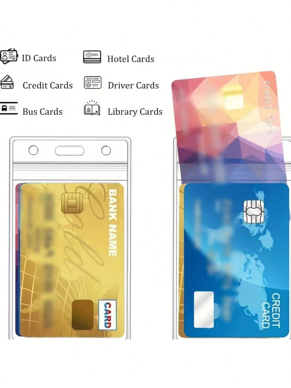 Transparent Plastic Protective Card Holder, Suitable For Bus Card, Bank Card, Universal Card Slot, Card Case, Card Wallet, Business Card Holder, Credit Card Holder, ID Card Holder, Unisex Card Holder