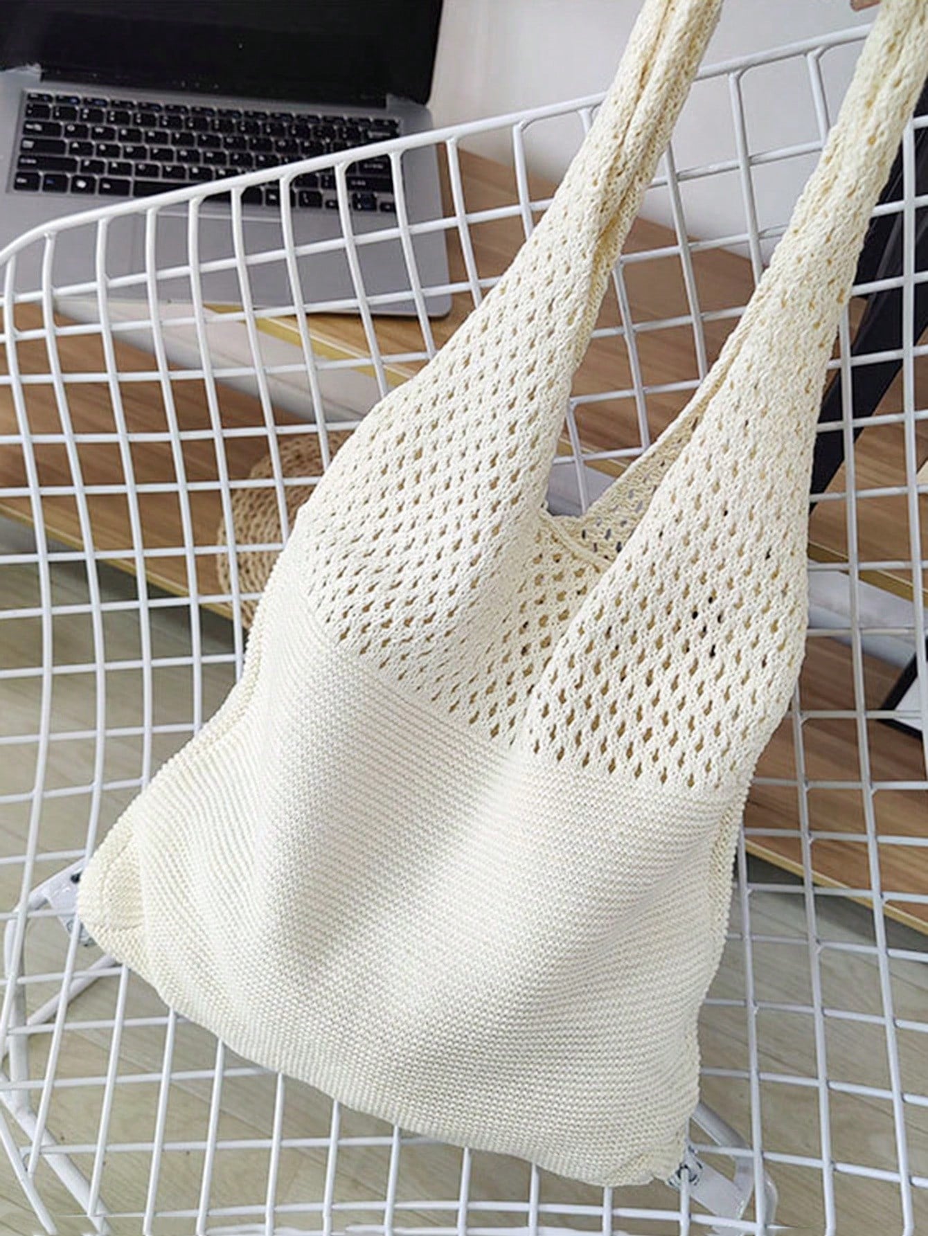 Tropiscape Crochet Knitted Large Capacity Shoulder Bag Vacay Vibes Vacation Relax Beach Autumn Winter Gifts Cottagecore,SummerOutfit
