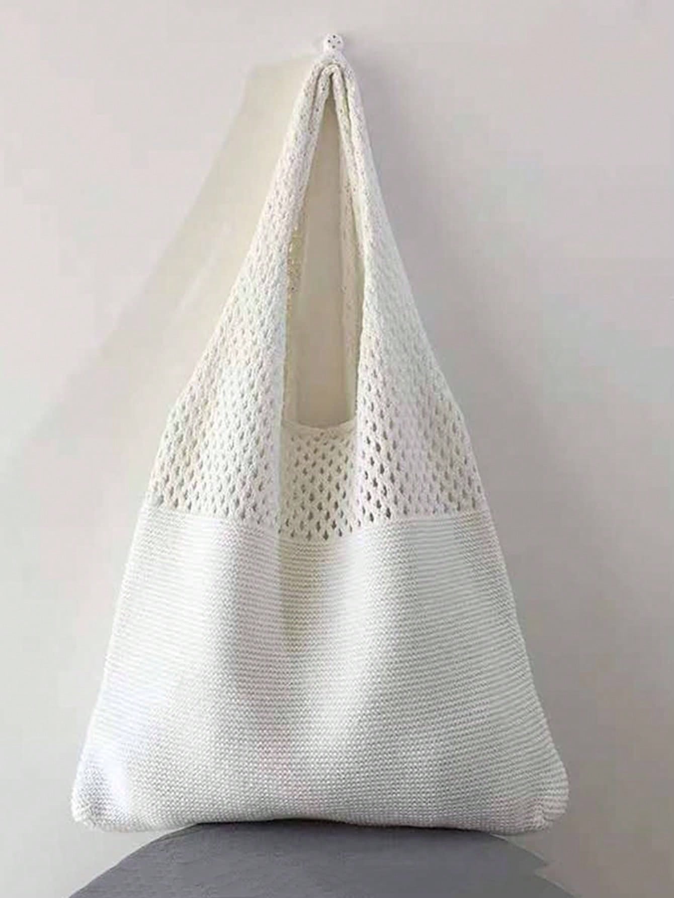 Tropiscape Crochet Knitted Large Capacity Shoulder Bag Vacay Vibes Vacation Relax Beach Autumn Winter Gifts Cottagecore,SummerOutfit