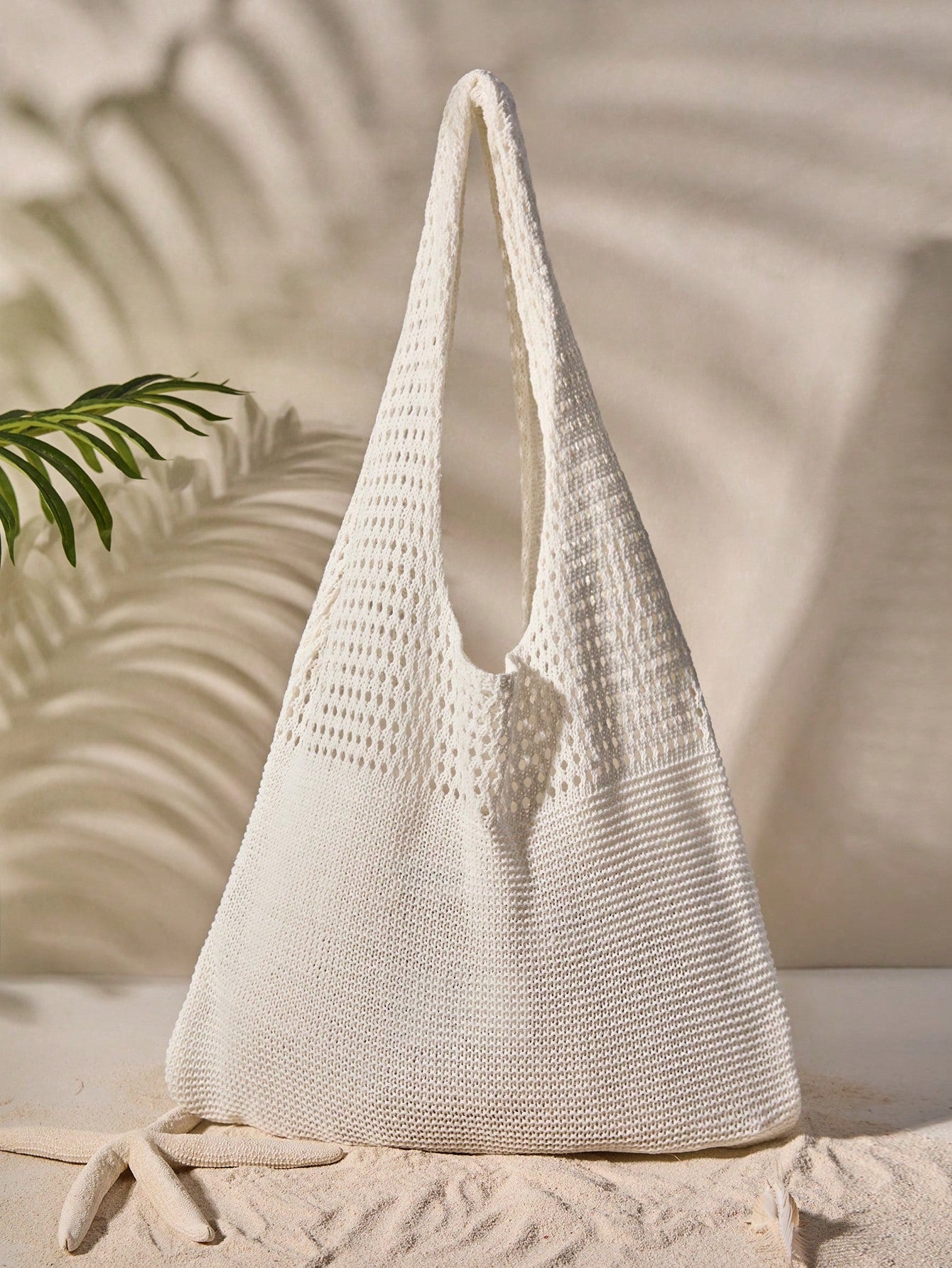 Tropiscape Crochet Knitted Large Capacity Shoulder Bag Vacay Vibes Vacation Relax Beach Autumn Winter Gifts Cottagecore,SummerOutfit
