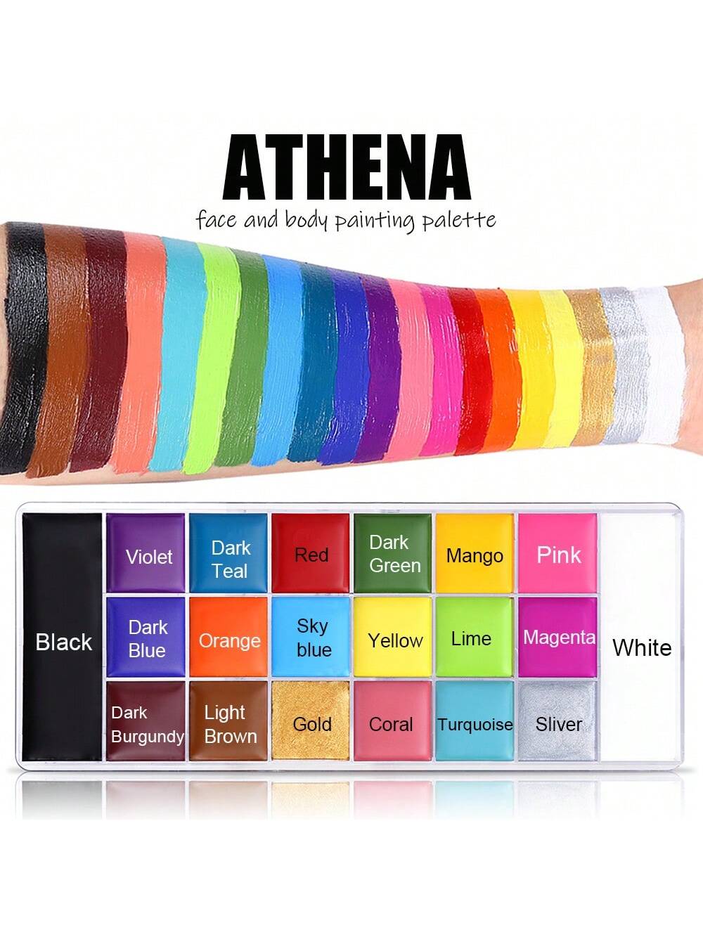UCANBE Face Body Paint Set- Athena Painting Palette,10 Professional Artist Brush,Large Deep Pan Ideal For Halloween Cosplay Party SFX Arty Stage Makeup