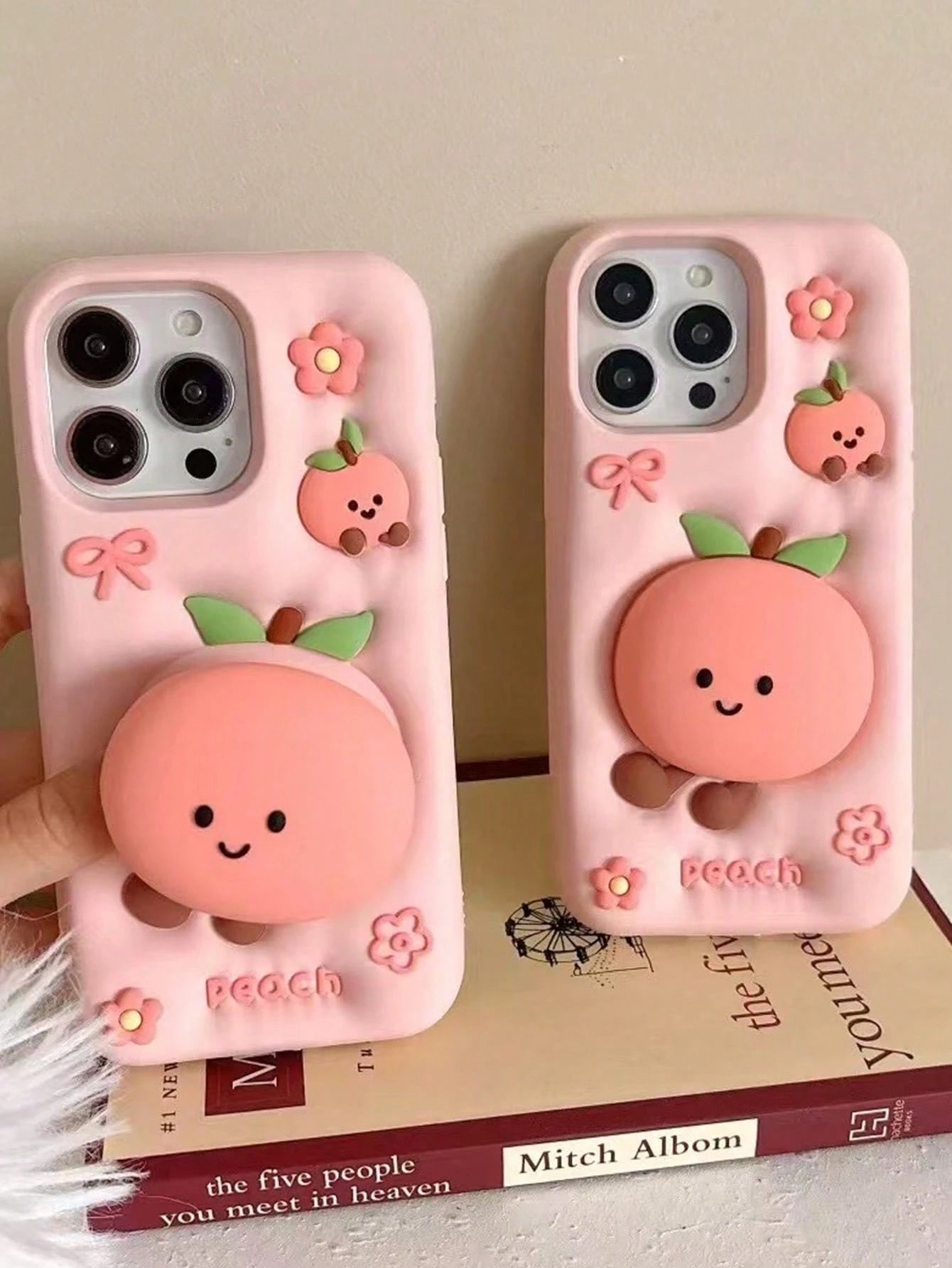 Ugly Cute Interesting Pink Silicone Stand Phone Case Cute Cartoon Peach Jelly Cat Pattern Soft Silicone Phone Case Compatible With Iphone 17 Pro Max/15 Pro Max/14 Pro/13, Shockproof Protective Cover