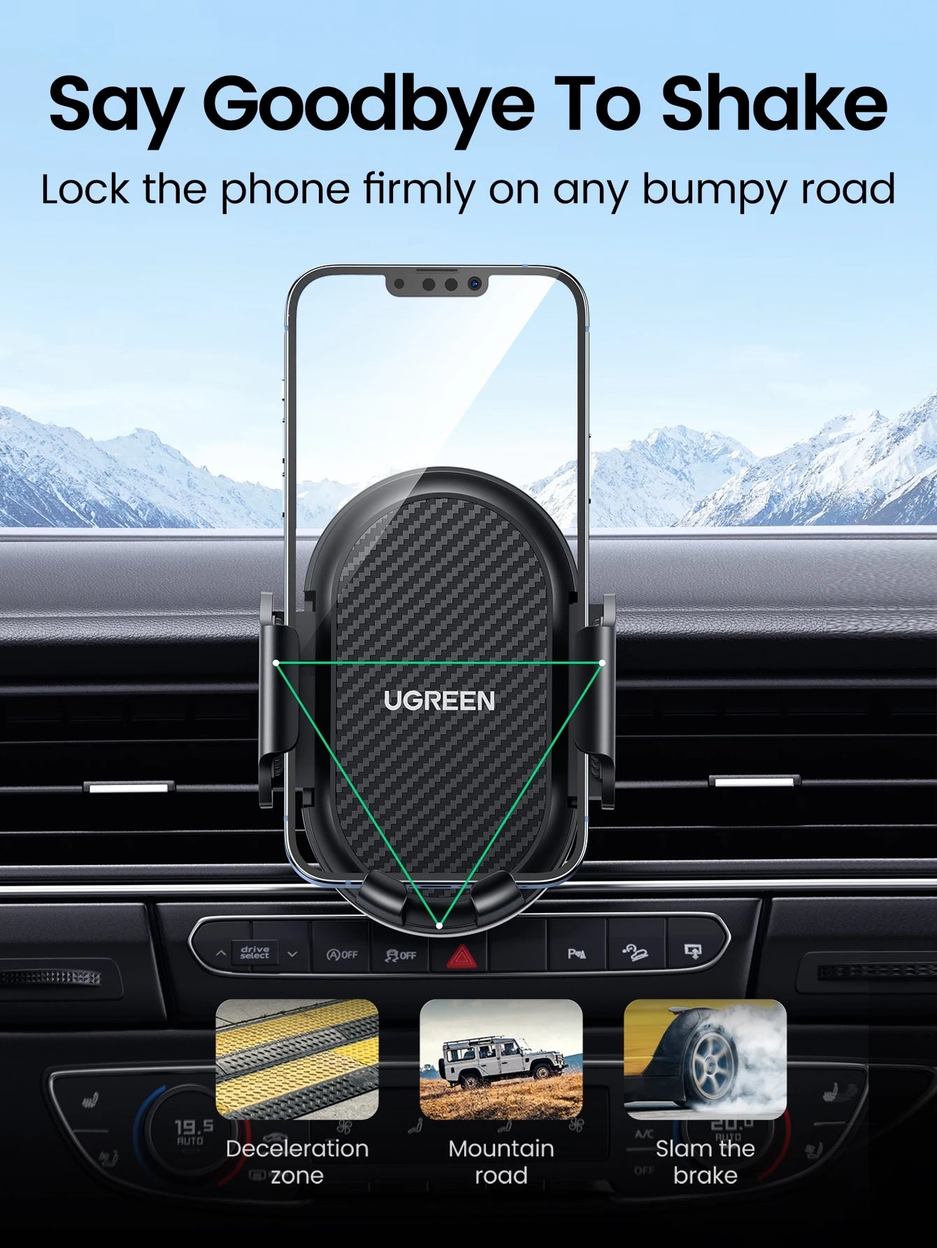 UGREEN Air Vent Car Phone Mount 360º Rotation Phone Holder 4.7-7.2'' Phone Stand Compatible With Iphone Xiao Mi OPPO