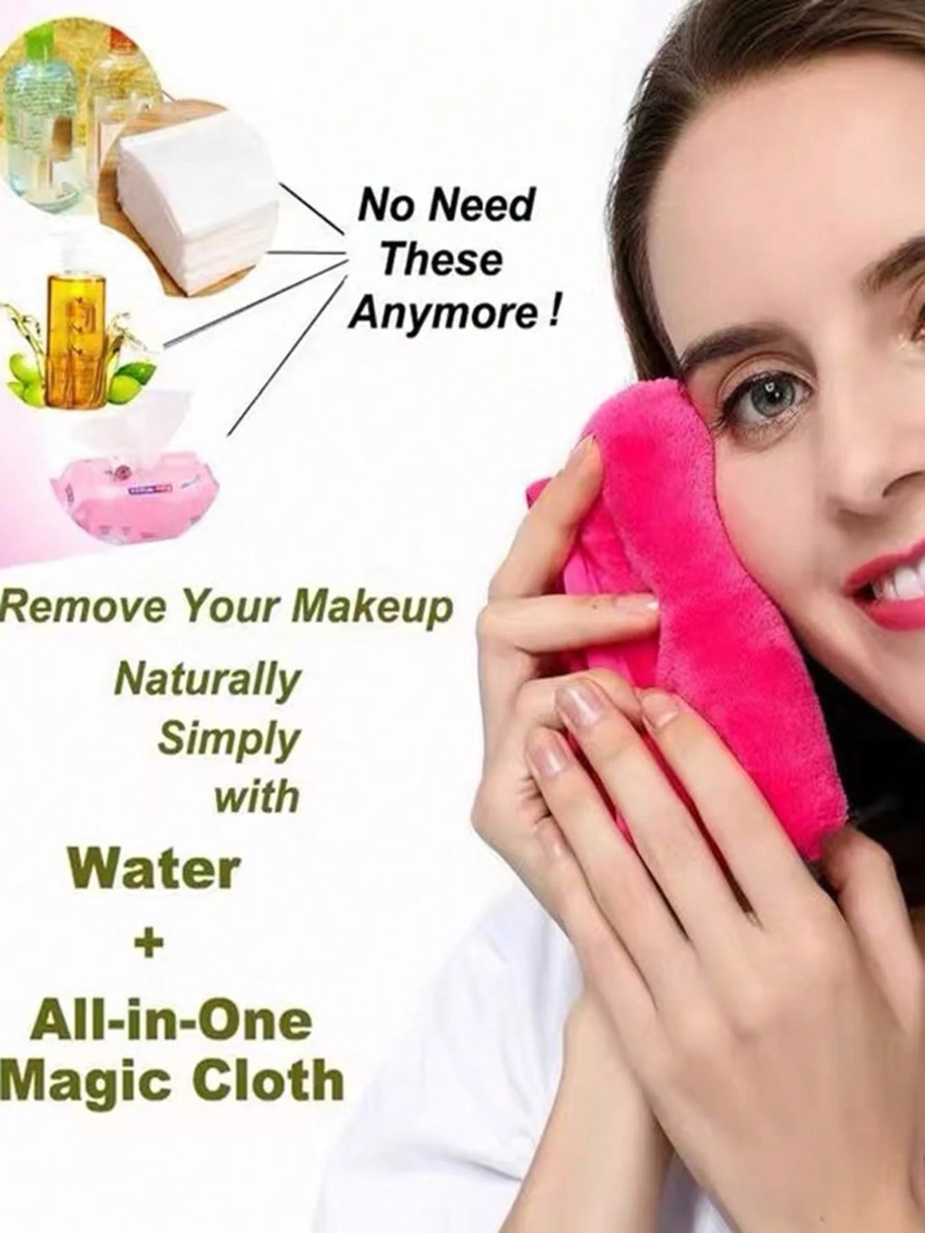 Ultra-Fine Microfiber Absorbent Makeup Remover Cloth, Flannel Slouchy Water-Based Cleansing Makeup Remover Towel