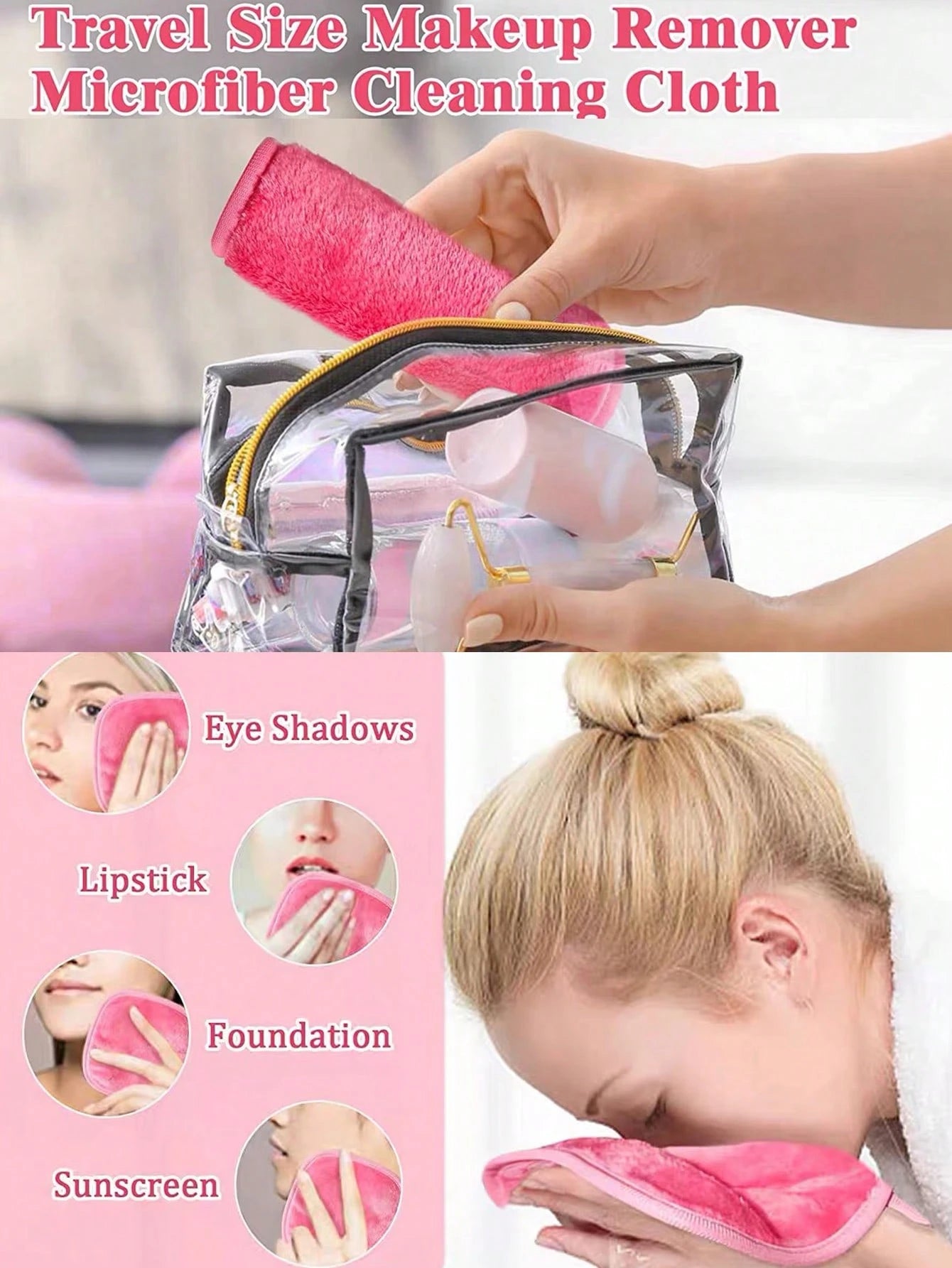 Ultra-Fine Microfiber Absorbent Makeup Remover Cloth, Flannel Slouchy Water-Based Cleansing Makeup Remover Towel