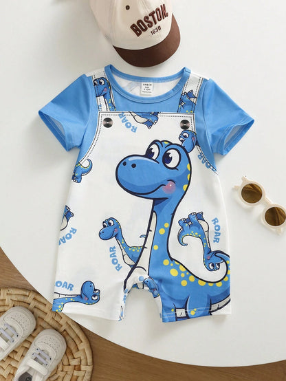 Unisex Newborn Baby Boy/Girl Cute Dinosaur Print Short Sleeve Romper, Baby Summer Outfits