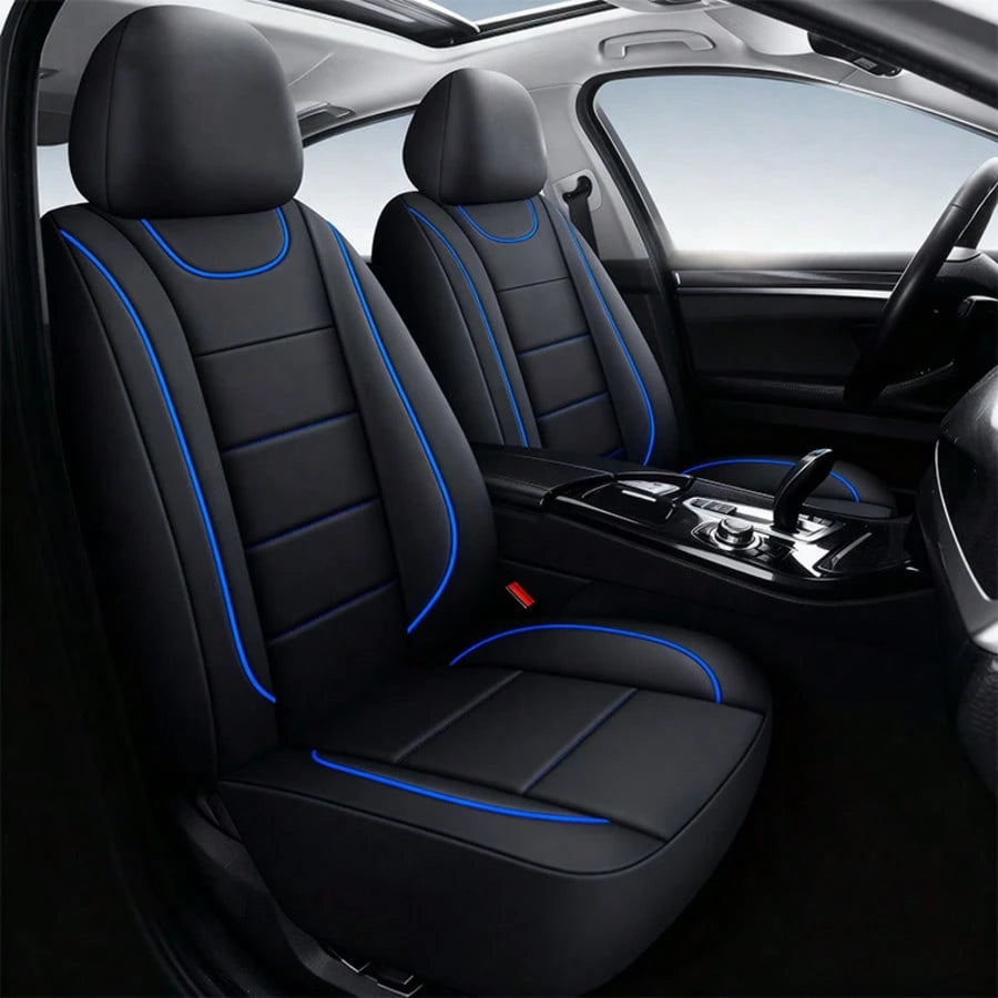 Universal 2-Seat Car Seat Covers. Leather Fabric With Elasticated Design For A Close Fit To The Original Car Seats. Suitable For All Seasons, Durable, Comfortable, And Effectively Protects The Origina