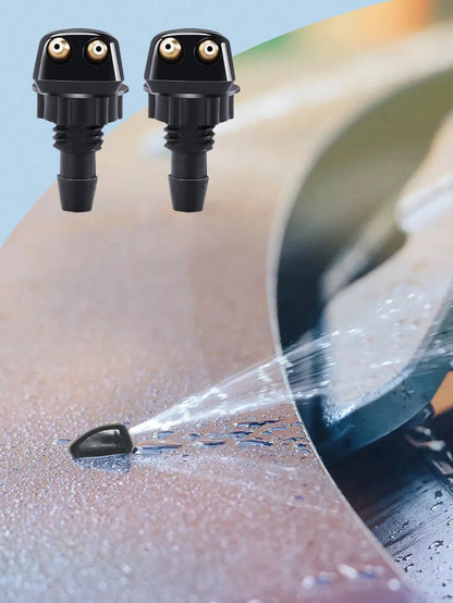 Universal Adjustable Windshield Washer Nozzle Set- 9-Piece Kit Includes Nozzle Hose Connector, Dual Hole Design For Improved Cleaning Efficiency, Durable Plastic Material, Easy Installation Fits Most