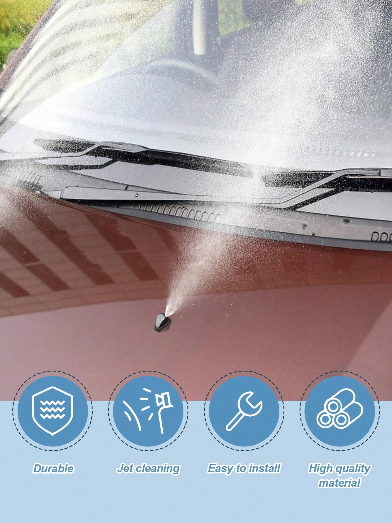 Universal Adjustable Windshield Washer Nozzle Set- 9-Piece Kit Includes Nozzle Hose Connector, Dual Hole Design For Improved Cleaning Efficiency, Durable Plastic Material, Easy Installation Fits Most