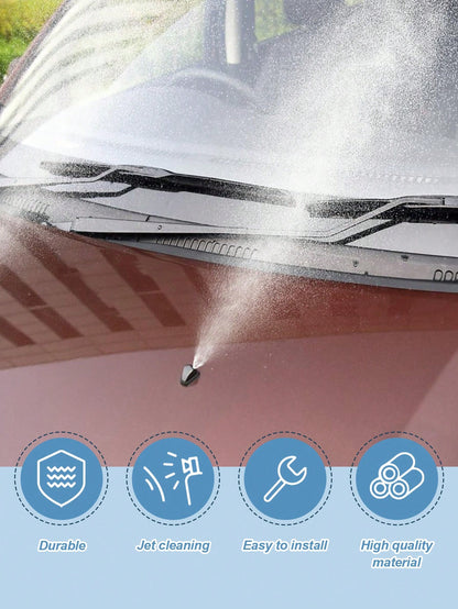 Universal Adjustable Windshield Washer Nozzle Set- 9-Piece Kit Includes Nozzle Hose Connector, Dual Hole Design For Improved Cleaning Efficiency, Durable Plastic Material, Easy Installation Fits Most