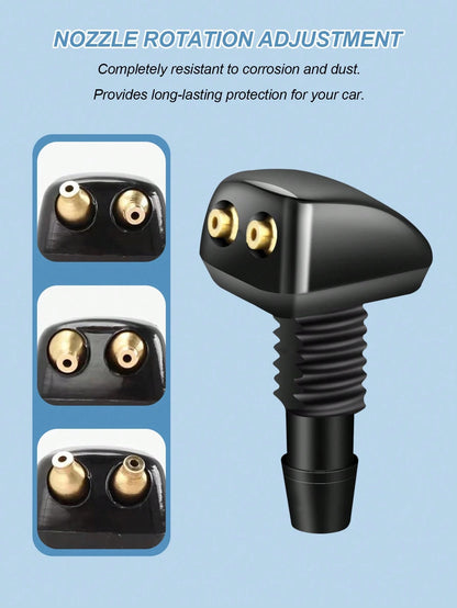 Universal Adjustable Windshield Washer Nozzle Set- 9-Piece Kit Includes Nozzle Hose Connector, Dual Hole Design For Improved Cleaning Efficiency, Durable Plastic Material, Easy Installation Fits Most