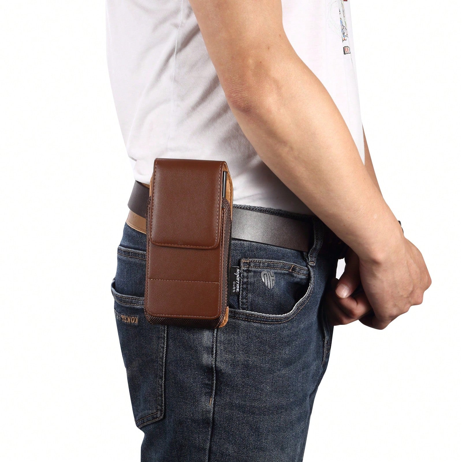 Universal PU Leather Cell Phone Bag With Card Slot Wear Belt Phone Holder Waist Pouch Holster