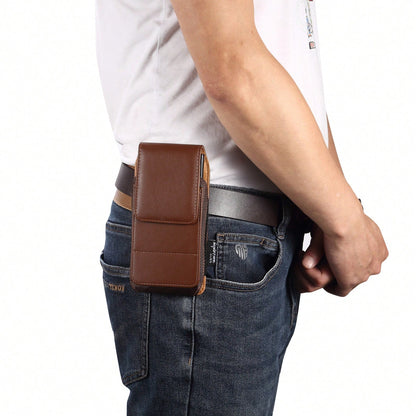 Universal PU Leather Cell Phone Bag With Card Slot Wear Belt Phone Holder Waist Pouch Holster