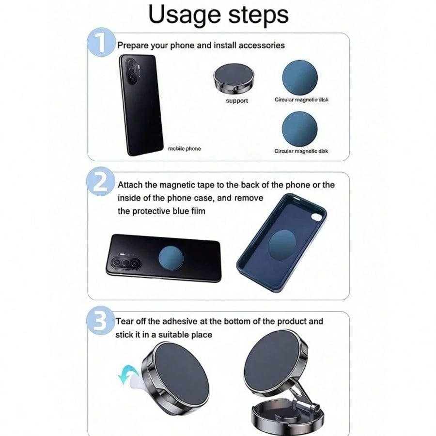 Upgraded 360° Vacuum Magnetic Phone Holder, Magnetic Car Phone Mount, Suitable For Car/Gym/Mirror/Shower, Hands-Free Suction Cup Phone Holder, Birthday Gift For Family And Friends, Car Accessories, Co