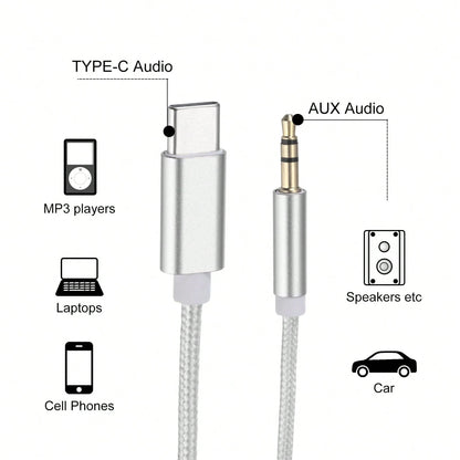 USB-C To 3.5mm Auxiliary Audio Cable, Car Stereo Cable Compatible With IPhone 15 16 17 Series, Pro, Galaxy S26 S25 S24 S23 S22 Note 20, Pixel 5 6 7 8 9
