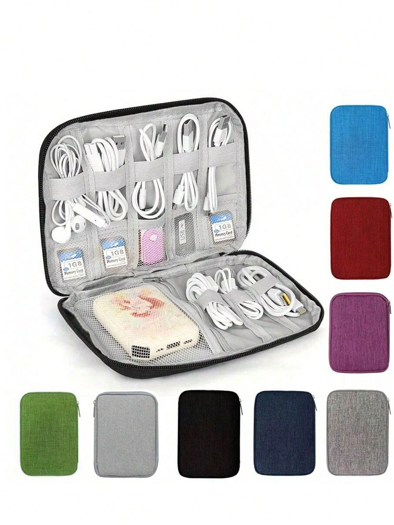 USB Data Cable Organizer For Earphone Wire Bag Pen Power Bank Travel Kit Case Watch Band Pouch Electronics Accessories Portable Charger Charger Case School College Headphone Case Cable Bag For Travel