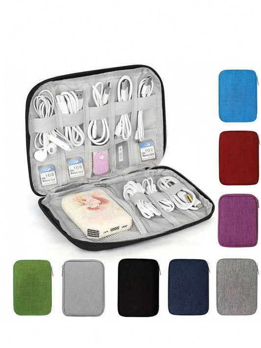 USB Data Cable Organizer For Earphone Wire Bag Pen Power Bank Travel Kit Case Watch Band Pouch Electronics Accessories Portable Charger Charger Case School College Headphone Case Cable Bag For Travel