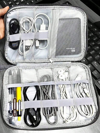 USB Data Cable Organizer For Earphone Wire Bag Pen Power Bank Travel Kit Case Watch Band Pouch Electronics Accessories Portable Charger Charger Case School College Headphone Case Cable Bag For Travel