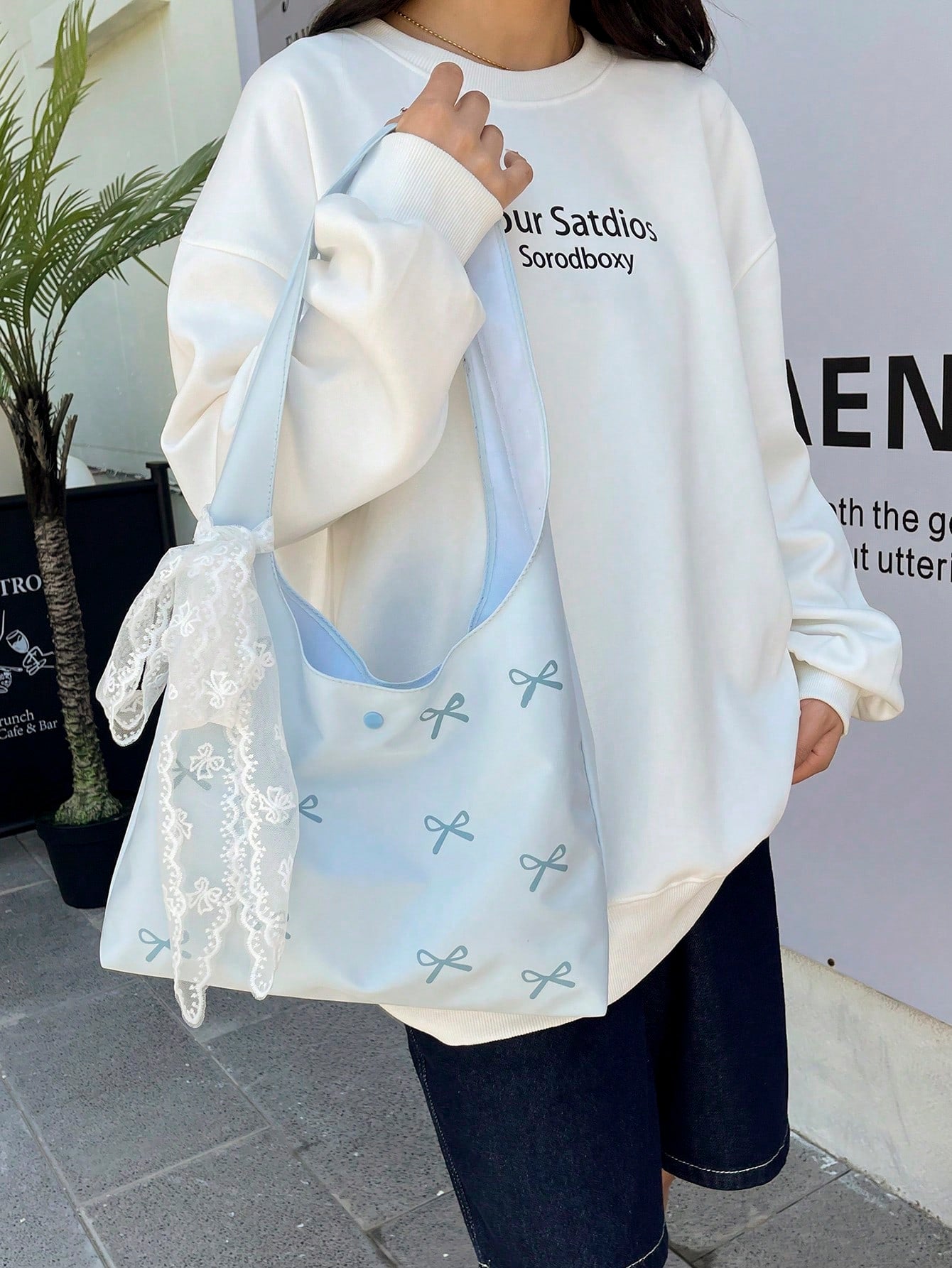 Vacation Beach Bag With Bow & Floral Print, Shoulder/Underarm Tote Bucket Bag With Scarf, New Design For Women