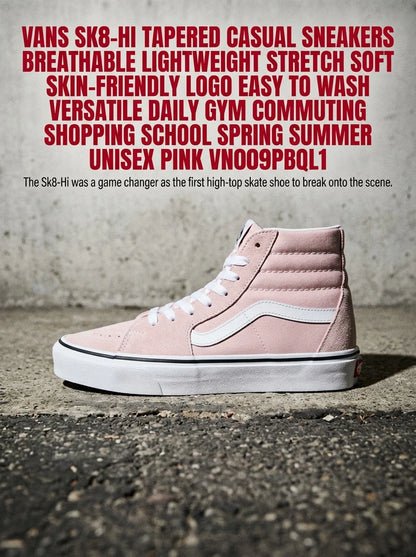 Vans SK8-Hi Tapered Casual Sneakers Breathable Lightweight Stretch Soft Skin-Friendly Logo Easy To Wash Versatile Daily Gym Commuting Shopping School Spring Summer Unisex Pink VN0009QPBQL1