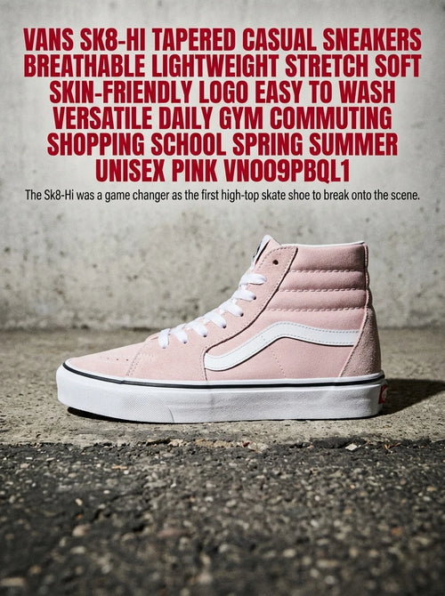 Vans SK8-Hi Tapered Casual Sneakers Breathable Lightweight Stretch Soft Skin-Friendly Logo Easy To Wash Versatile Daily Gym Commuting Shopping School Spring Summer Unisex Pink VN0009QPBQL1