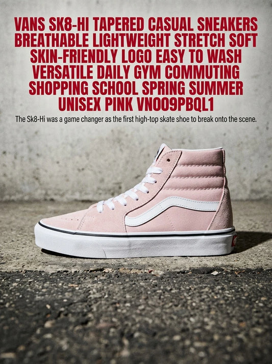 Vans SK8-Hi Tapered Casual Sneakers Breathable Lightweight Stretch Soft Skin-Friendly Logo Easy To Wash Versatile Daily Gym Commuting Shopping School Spring Summer Unisex Pink VN0009QPBQL1