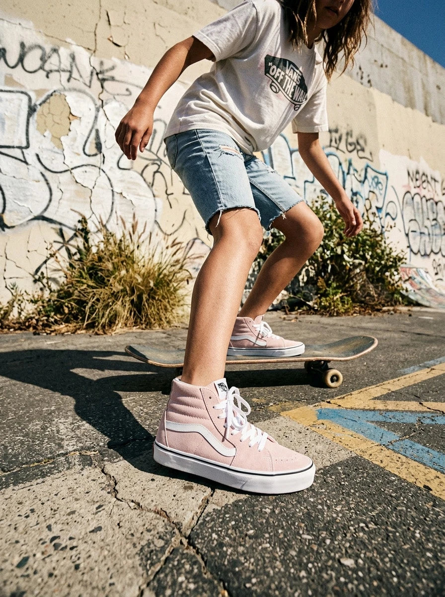 Vans SK8-Hi Tapered Casual Sneakers Breathable Lightweight Stretch Soft Skin-Friendly Logo Easy To Wash Versatile Daily Gym Commuting Shopping School Spring Summer Unisex Pink VN0009QPBQL1