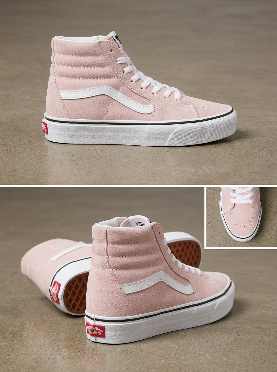 Vans SK8-Hi Tapered Casual Sneakers Breathable Lightweight Stretch Soft Skin-Friendly Logo Easy To Wash Versatile Daily Gym Commuting Shopping School Spring Summer Unisex Pink VN0009QPBQL1