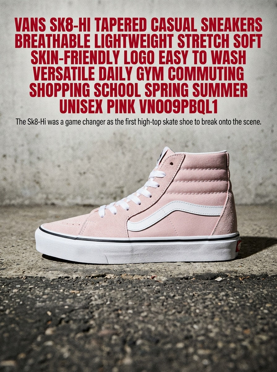 Vans SK8-Hi Tapered Casual Sneakers Breathable Lightweight Stretch Soft Skin-Friendly Logo Easy To Wash Versatile Daily Gym Commuting Shopping School Spring Summer Unisex Pink VN0009QPBQL1