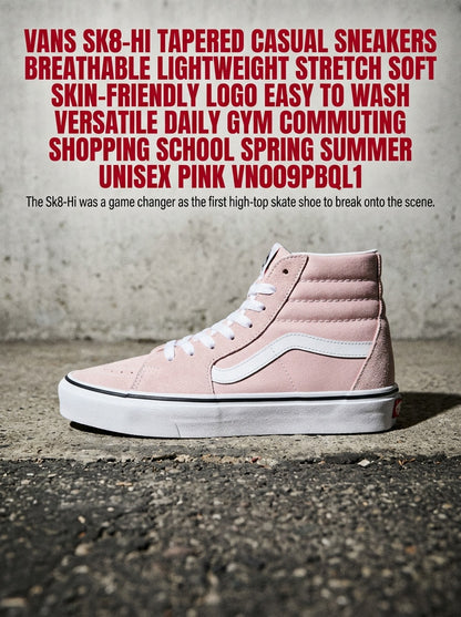 Vans SK8-Hi Tapered Casual Sneakers Breathable Lightweight Stretch Soft Skin-Friendly Logo Easy To Wash Versatile Daily Gym Commuting Shopping School Spring Summer Unisex Pink VN0009QPBQL1