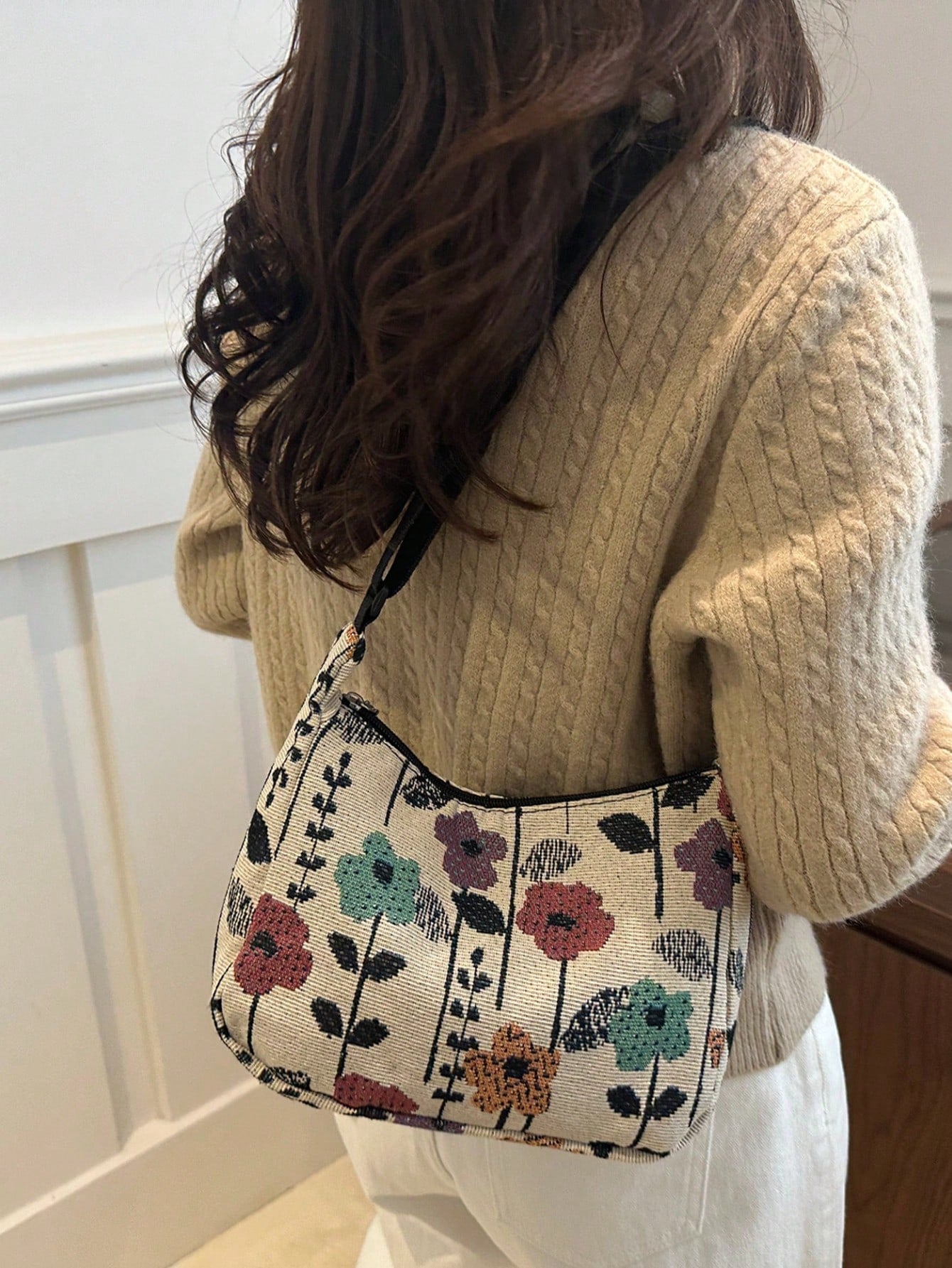 Vintage Bohemian Floral Print Crossbody Bag, Retro Shoulder Hippie Bag, Women Handbag With Wallet, Bohemian Outfit For Women, Boho
