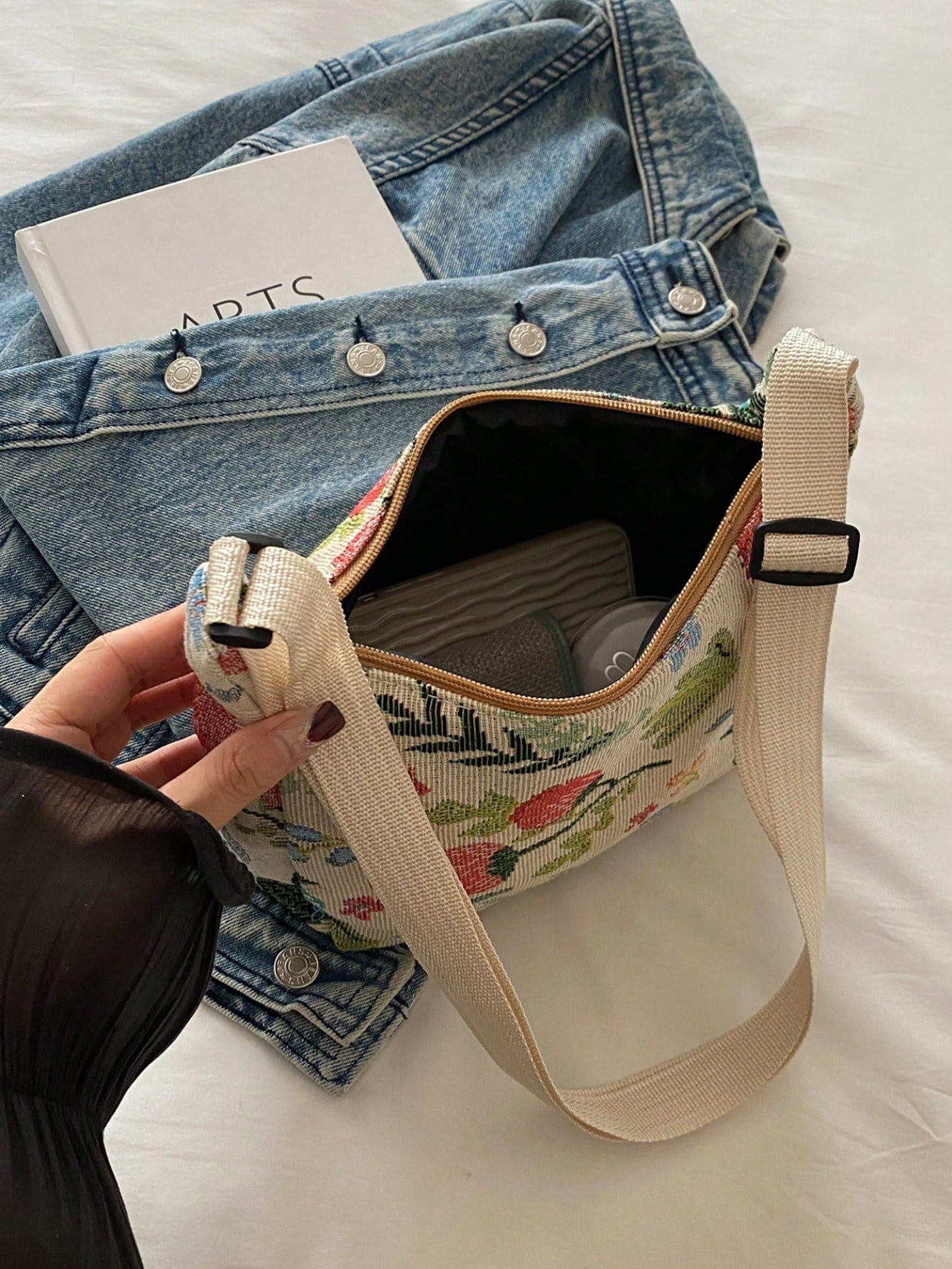Vintage Bohemian Floral Print Crossbody Bag, Retro Shoulder Hippie Bag, Women Handbag With Wallet, Bohemian Outfit For Women, Boho