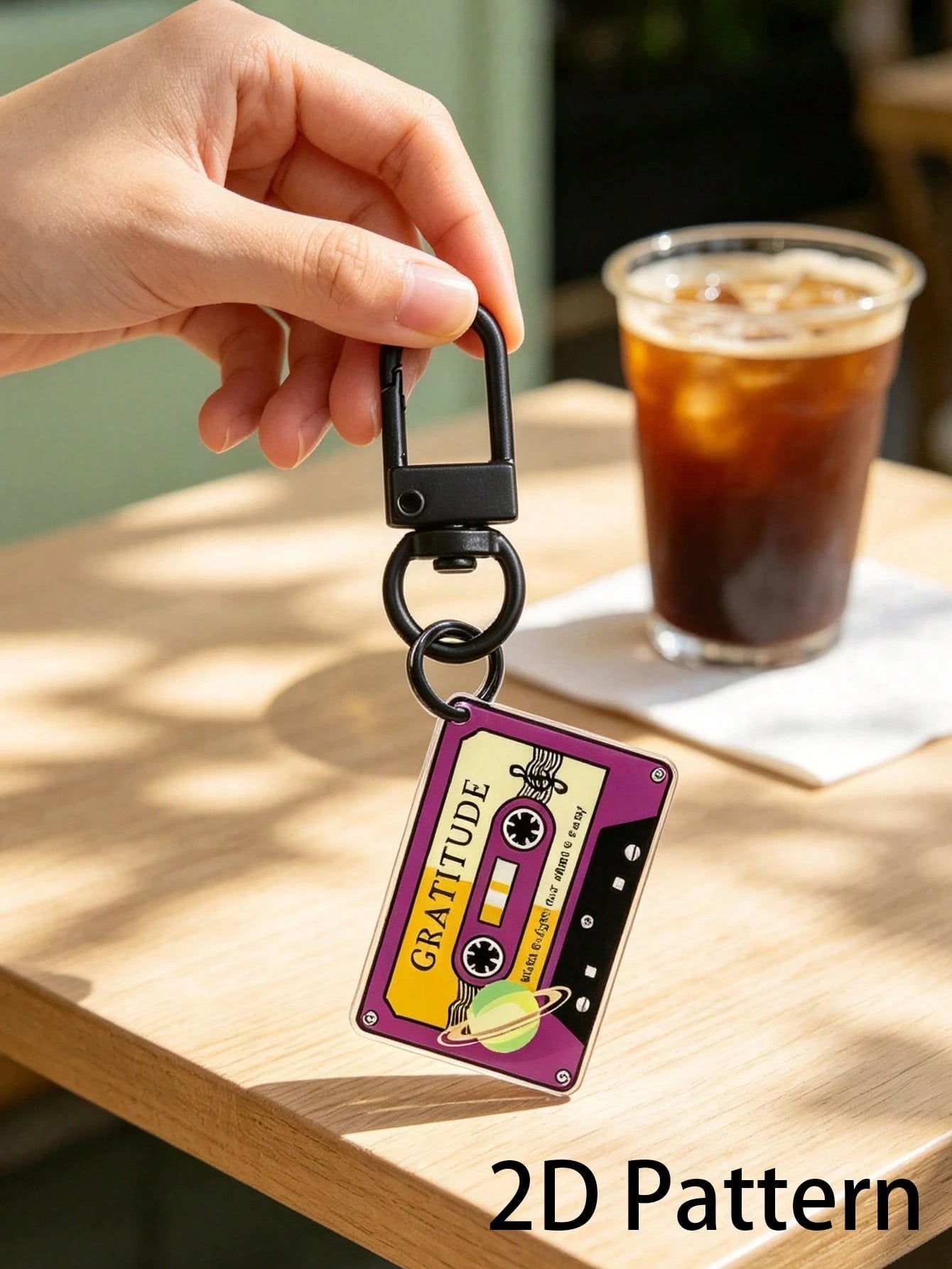 Vintage Cassette Tape Keychain, 2D Acrylic Charm, Fashionable Car Interior Hanging Decor, Indoor Hanging Ornament, Best Gift For Music Lovers, Also Suitable For Backpacks, Handbags, Car Keys, Door Key