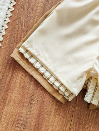 Vintaside Kids 3pcs Toddler Casual Shorts Set,Khaki Solid,Light Brown Striped Pattern & Pure White Straight Leg Drawstring Shorts,Soft & Clean Suitable For Summer