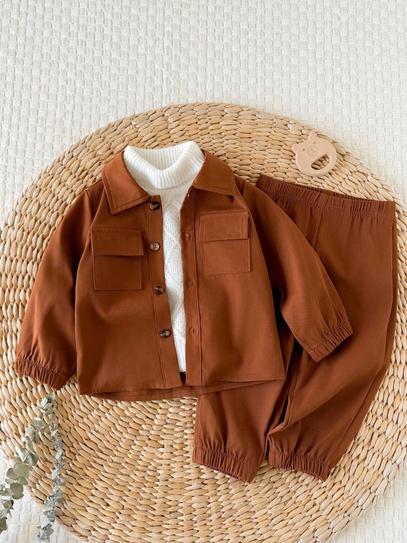 Vintaside Kids Baby Boy Infant Boy Autumn Long Sleeve Turn-Down Collar Fashion Minimalist Shirt With Simple Casual Versatile Long Cuffed Pants Set, Suitable For Outings, Shopping, Park Walks, Ki