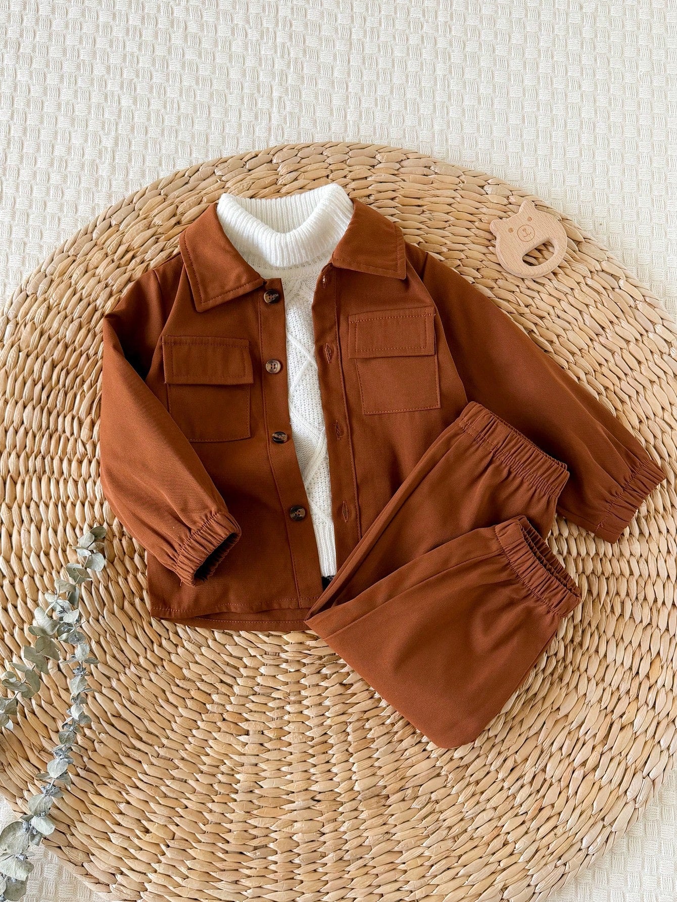 Vintaside Kids Baby Boy Infant Boy Autumn Long Sleeve Turn-Down Collar Fashion Minimalist Shirt With Simple Casual Versatile Long Cuffed Pants Set, Suitable For Outings, Shopping, Park Walks, Ki