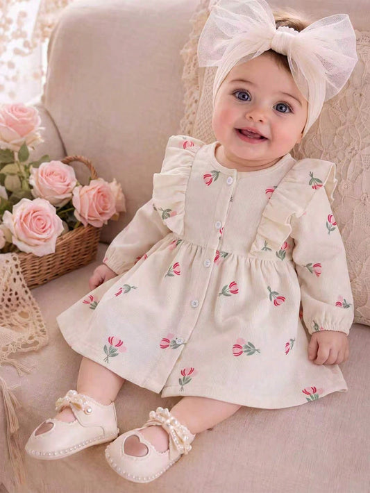 Vintaside Kids Baby Girl Single Piece Dress Spring Autumn Stylish Mori Style Embroidered Dress Casual Dress For Toddlers