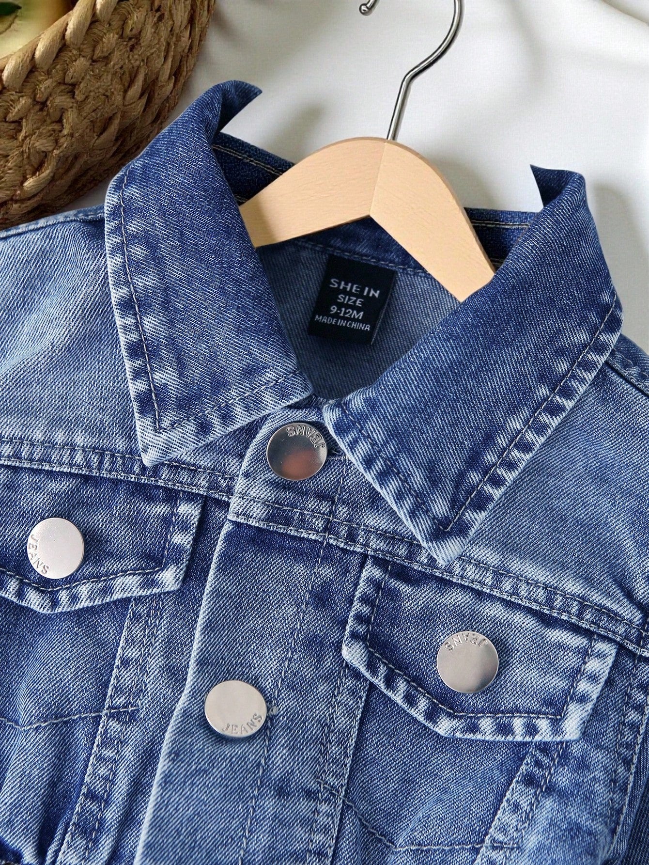 Vintaside Kids Baby Girls' Denim Dress,Blue Slit Hem Casual Denim,Autumn New Arrival Chic Versatile For School,Party,Vacation,Daily Wear,Home Fall Winter