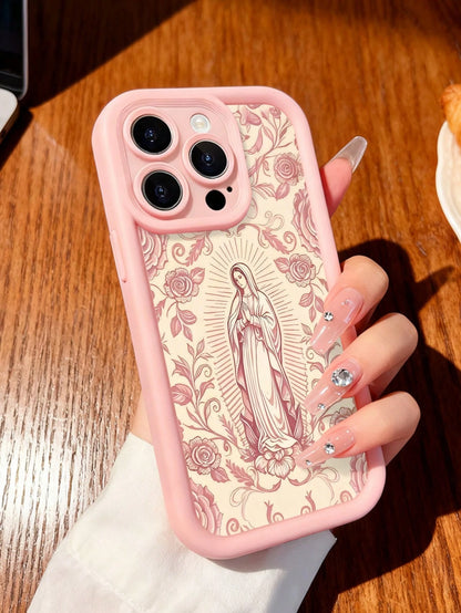 Virgin Mary Phone Case Religious Art Style For IPhone 17 16 15 14 13 12 11 Plus Pro Max. A Spiritual And Classic Design Perfect To Show Faith And Devotion. A Gift Of Inspiration.