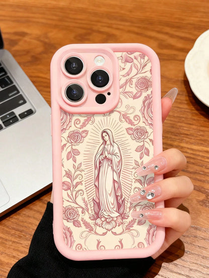 Virgin Mary Phone Case Religious Art Style For IPhone 17 16 15 14 13 12 11 Plus Pro Max. A Spiritual And Classic Design Perfect To Show Faith And Devotion. A Gift Of Inspiration.